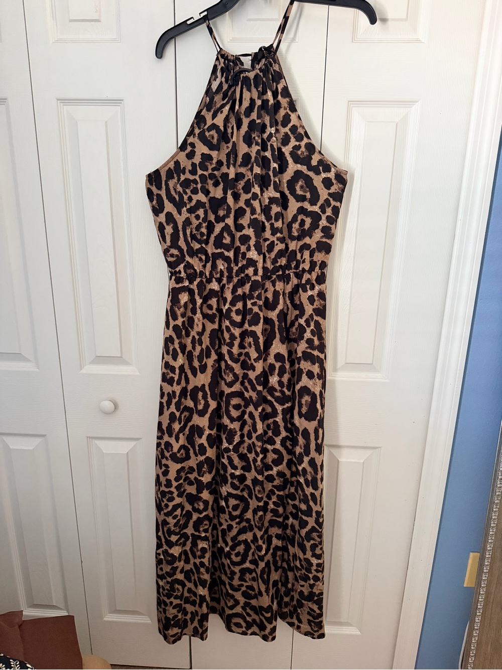 SHEIN Leopard Print Halter Maxi Dress - Brown/Black